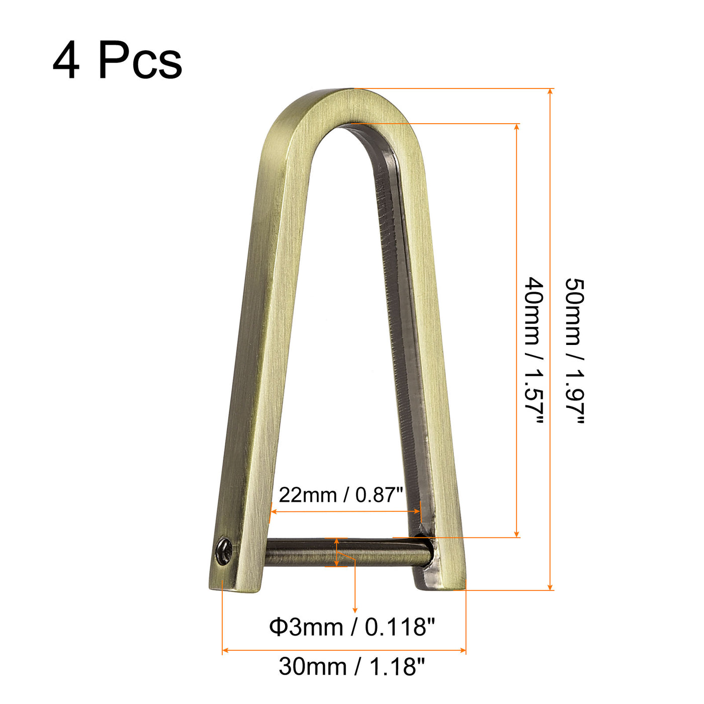 uxcell Uxcell D-Rings Screw in Shackle, 4Pcs 50mm Horseshoe U Shape D Ring for Bag DIY, Bronze