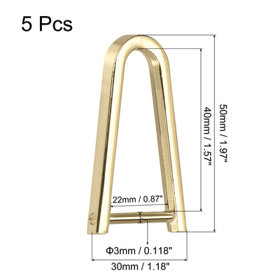 Harfington Uxcell D-Rings Screw in Shackle, 5Pcs 50mm Horseshoe U Shape D Ring for Bag DIY, Gold