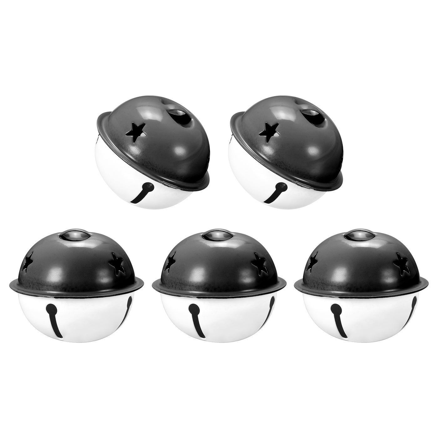 uxcell Uxcell Jingle Bells, 40mm 5pcs Craft Bells with Star Cutouts for DIY, Black/White