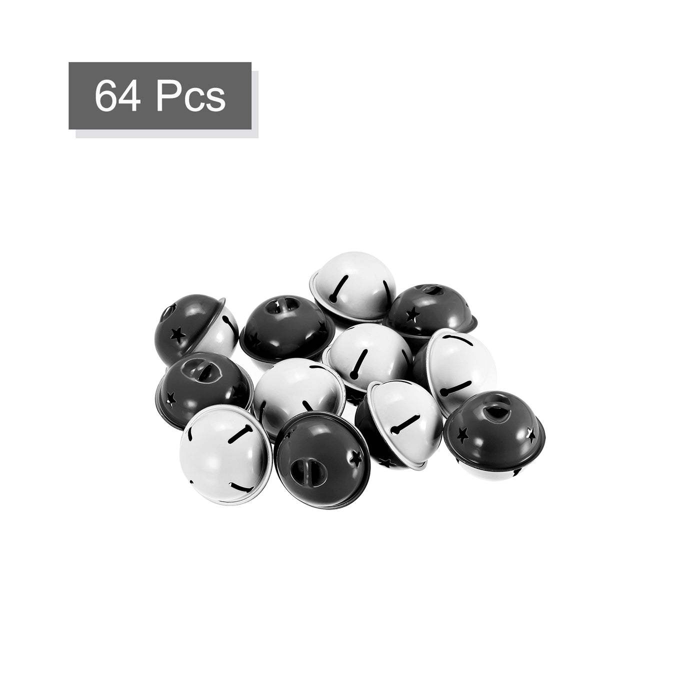 uxcell Uxcell Jingle Bells, 40mm 64pcs Craft Bells with Star Cutouts for DIY, Black/White