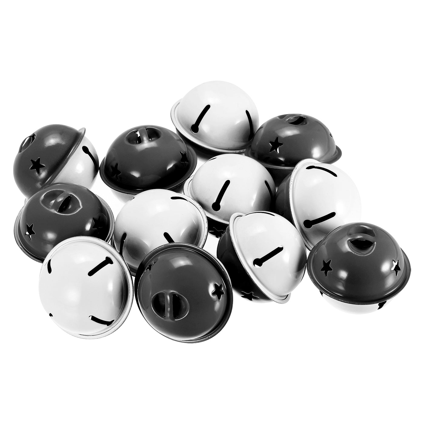 uxcell Uxcell Jingle Bells, 40mm 64pcs Craft Bells with Star Cutouts for DIY, Black/White