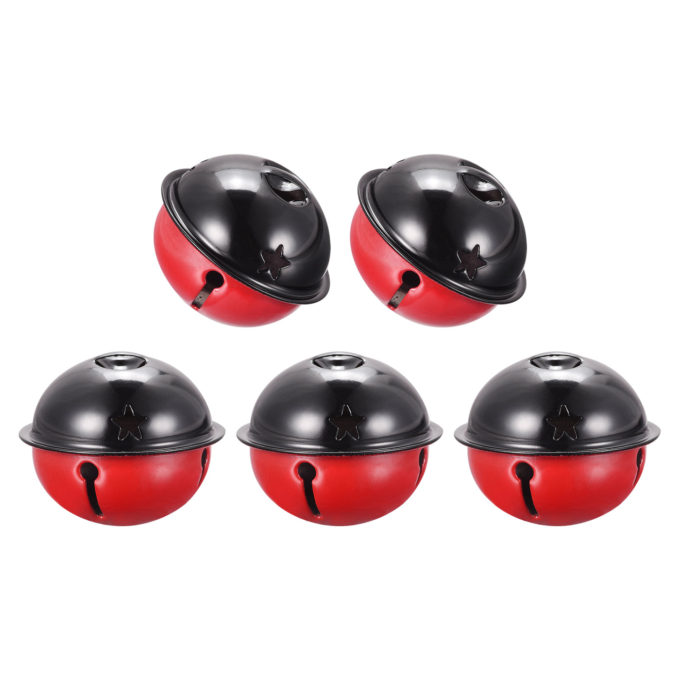 uxcell Uxcell Jingle Bells, 40mm 5pcs Craft Bells with Star Cutouts for DIY, Black/Red