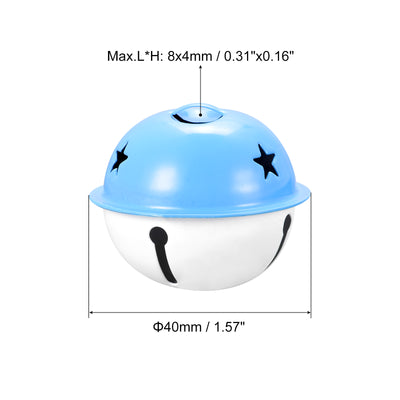 Harfington Uxcell Jingle Bells, 40mm 5pcs Craft Bells with Star Cutouts for DIY, White/Blue