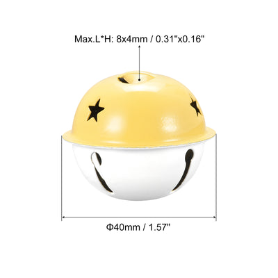 Harfington Uxcell Jingle Bells, 40mm 5pcs Craft Bells with Star Cutouts for DIY, Yellow/White