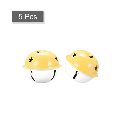 Harfington Uxcell Jingle Bells, 40mm 5pcs Craft Bells with Star Cutouts for DIY, Yellow/White