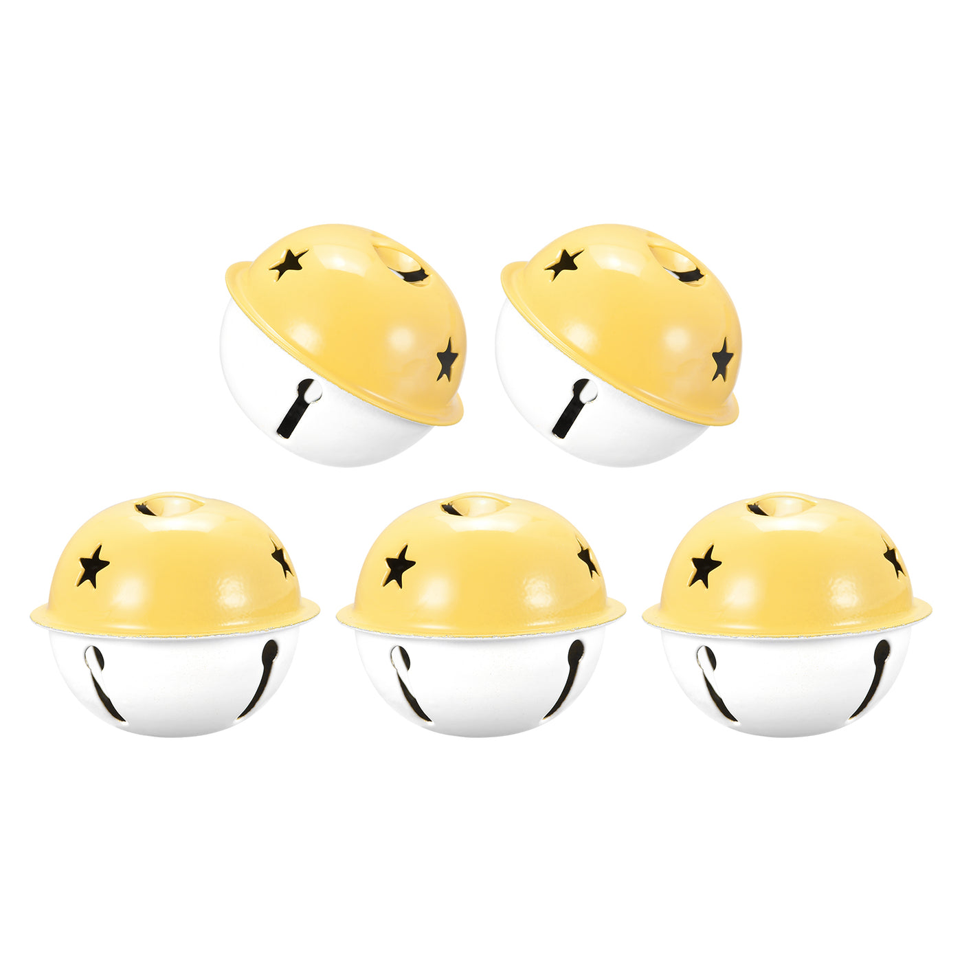 uxcell Uxcell Jingle Bells, 40mm 5pcs Craft Bells with Star Cutouts for DIY, Yellow/White