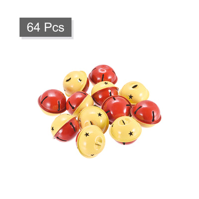 Harfington Uxcell Jingle Bells, 40mm 64pcs Craft Bells with Star Cutouts for DIY, Yellow/Red