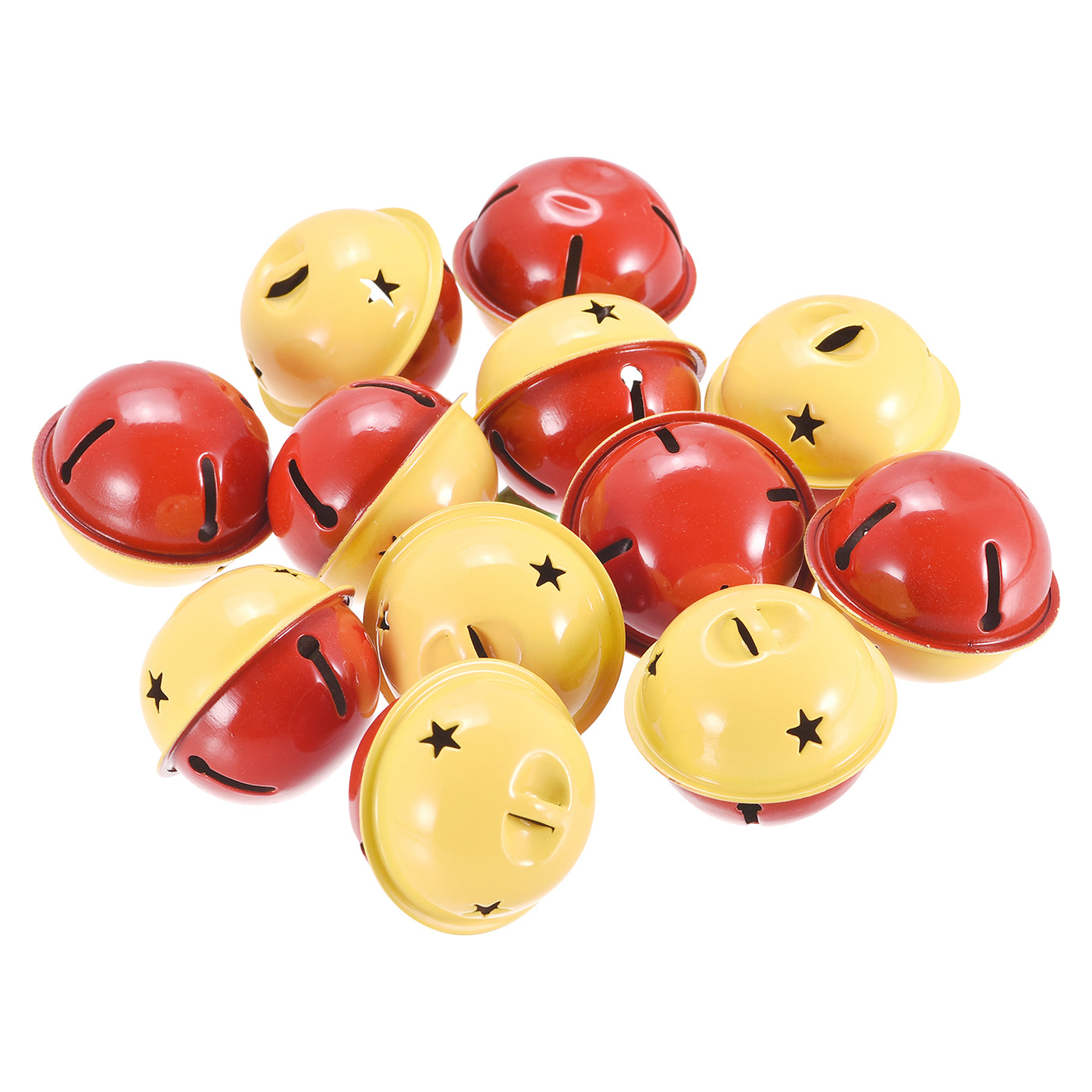 uxcell Uxcell Jingle Bells, 40mm 64pcs Craft Bells with Star Cutouts for DIY, Yellow/Red