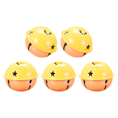 Harfington Uxcell Jingle Bells, 40mm 5pcs Craft Bells with Star Cutouts for DIY, Yellow/Orange