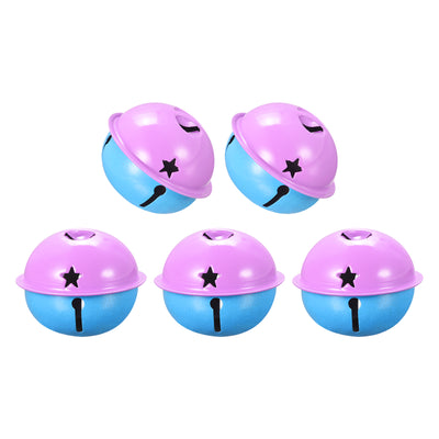 Harfington Uxcell Jingle Bells, 40mm 5pcs Craft Bells with Star Cutouts for DIY, Purple/Blue