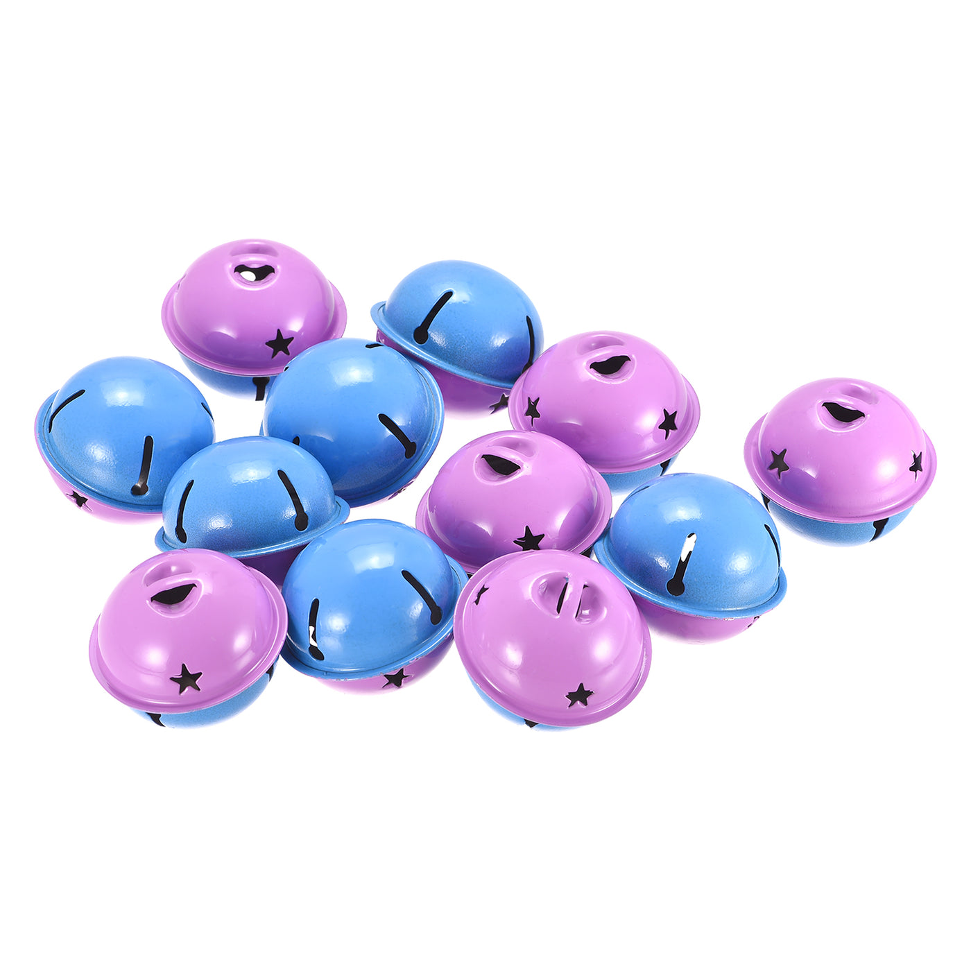 uxcell Uxcell Jingle Bells, 40mm 64pcs Craft Bells with Star Cutouts for DIY, Purple/Blue