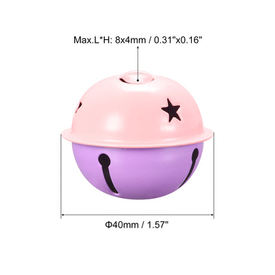 Harfington Uxcell Jingle Bells, 40mm 5pcs Craft Bells with Star Cutouts for DIY, Purple/Pink