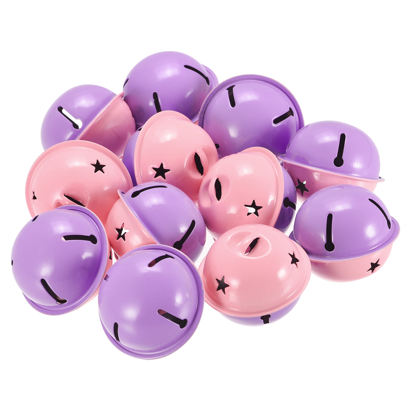 uxcell Uxcell Jingle Bells, 40mm 64pcs Craft Bells with Star Cutouts for DIY, Purple/Pink