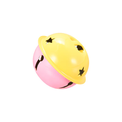 Harfington Uxcell Jingle Bells, 40mm 64pcs Craft Bells with Star Cutouts for DIY, Yellow/Pink