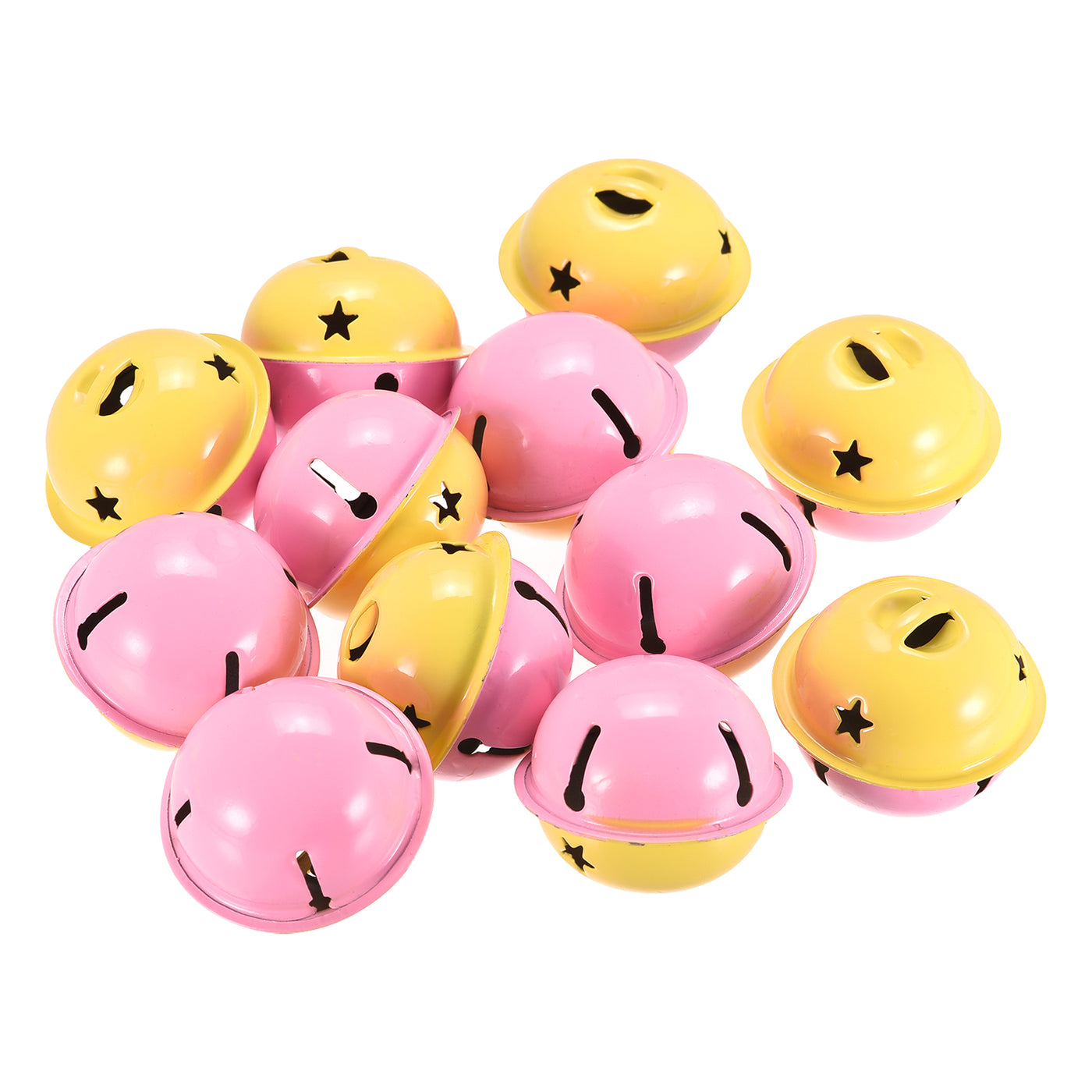 uxcell Uxcell Jingle Bells, 40mm 64pcs Craft Bells with Star Cutouts for DIY, Yellow/Pink