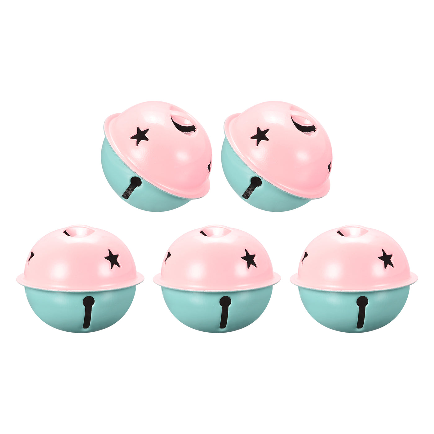 uxcell Uxcell Jingle Bells, 40mm 5pcs Craft Bells with Star Cutouts for DIY, Green/Pink