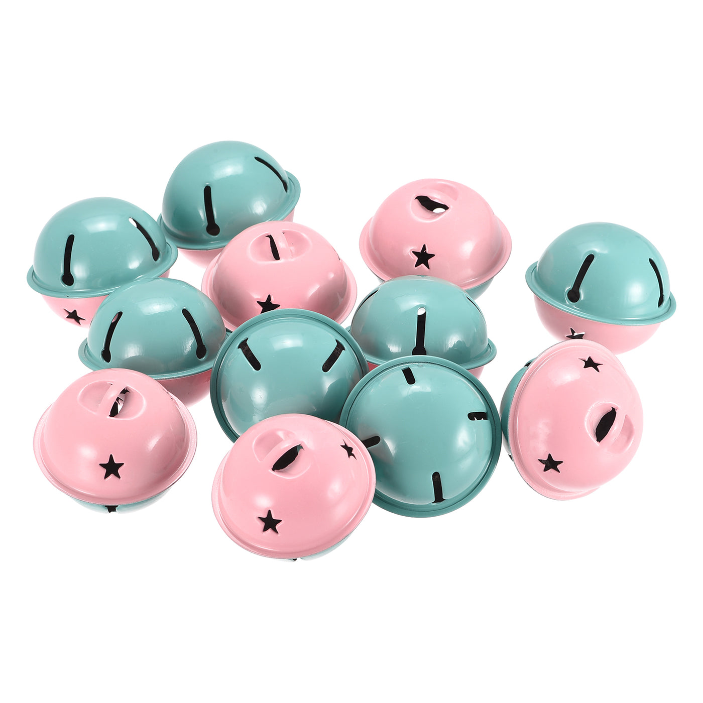 uxcell Uxcell Jingle Bells, 40mm 64pcs Craft Bells with Star Cutouts for DIY, Green/Pink