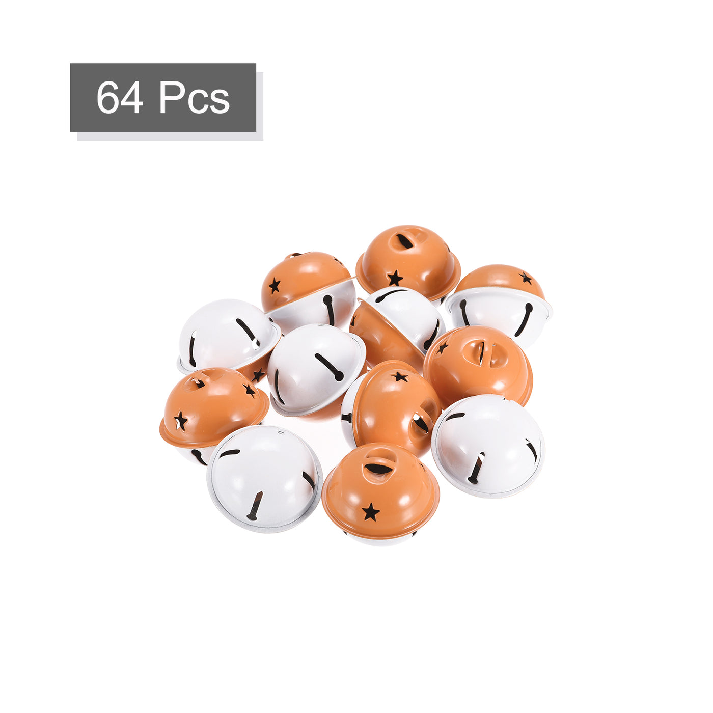 uxcell Uxcell Jingle Bells, 40mm 64pcs Craft Bells with Star Cutouts for DIY, White/Orange