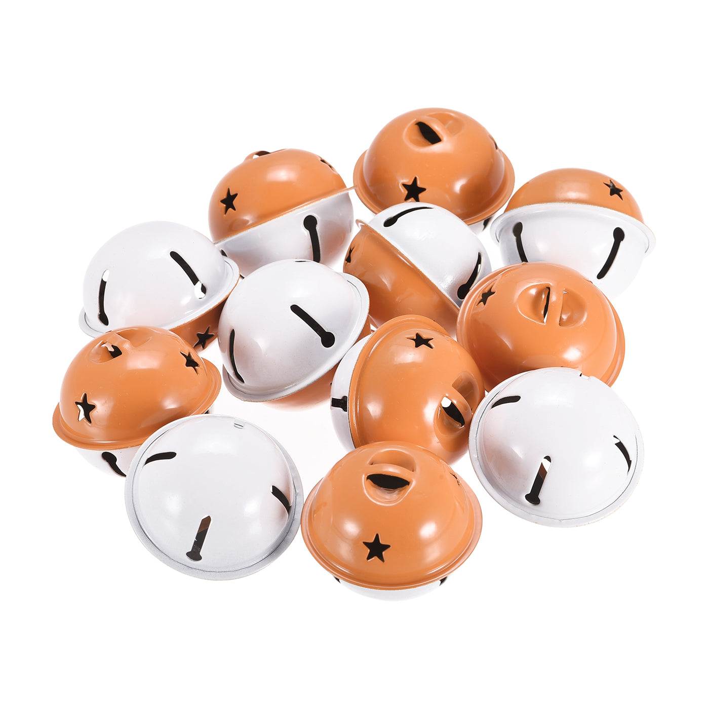 uxcell Uxcell Jingle Bells, 40mm 64pcs Craft Bells with Star Cutouts for DIY, White/Orange