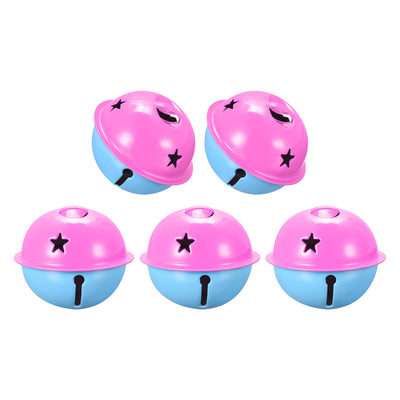 Harfington Uxcell Jingle Bells, 40mm 5pcs Craft Bells with Star Cutouts for DIY, Blue/Rose