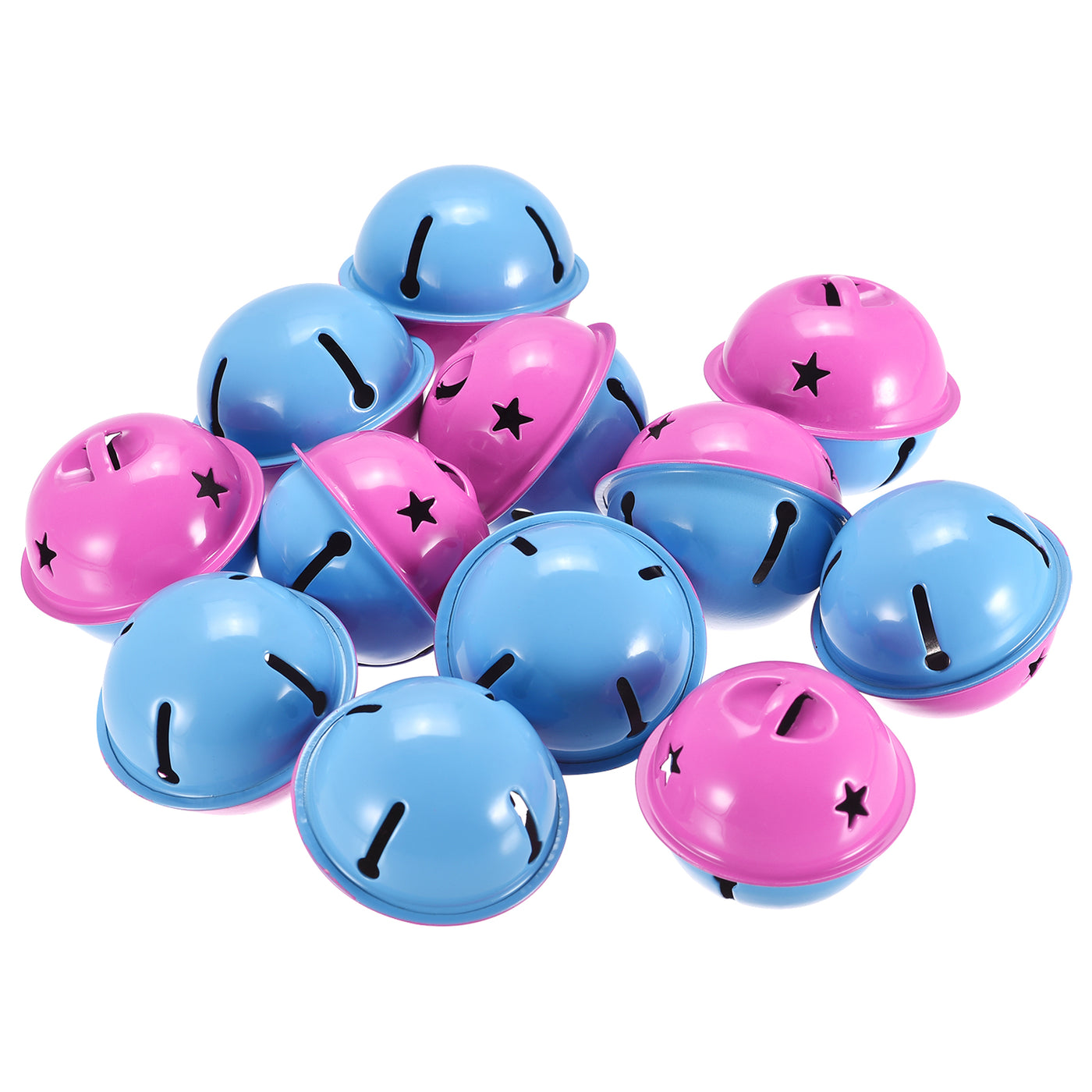 uxcell Uxcell Jingle Bells, 40mm 64pcs Craft Bells with Star Cutouts for DIY, Blue/Rose