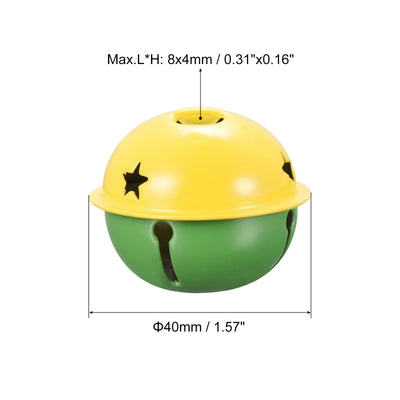 Harfington Uxcell Jingle Bells, 40mm 64pcs Craft Bells with Star Cutouts for DIY, Green/Yellow