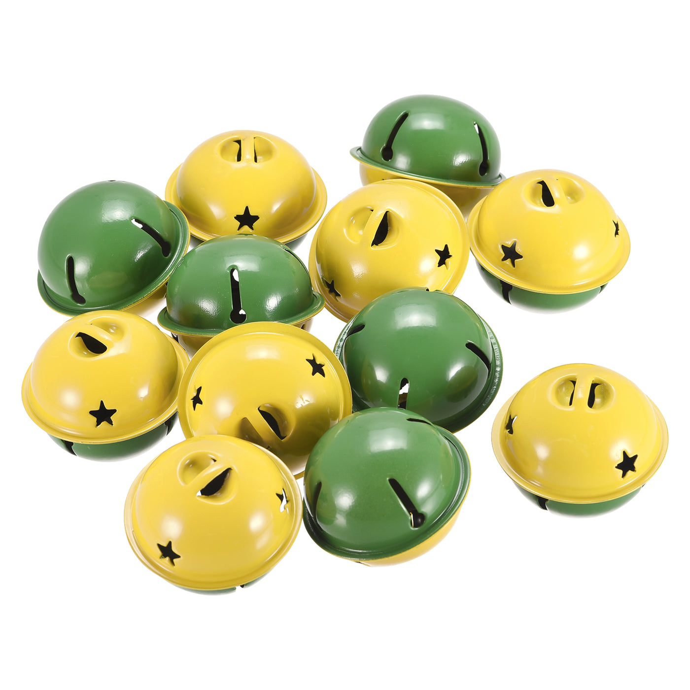 uxcell Uxcell Jingle Bells, 40mm 64pcs Craft Bells with Star Cutouts for DIY, Green/Yellow