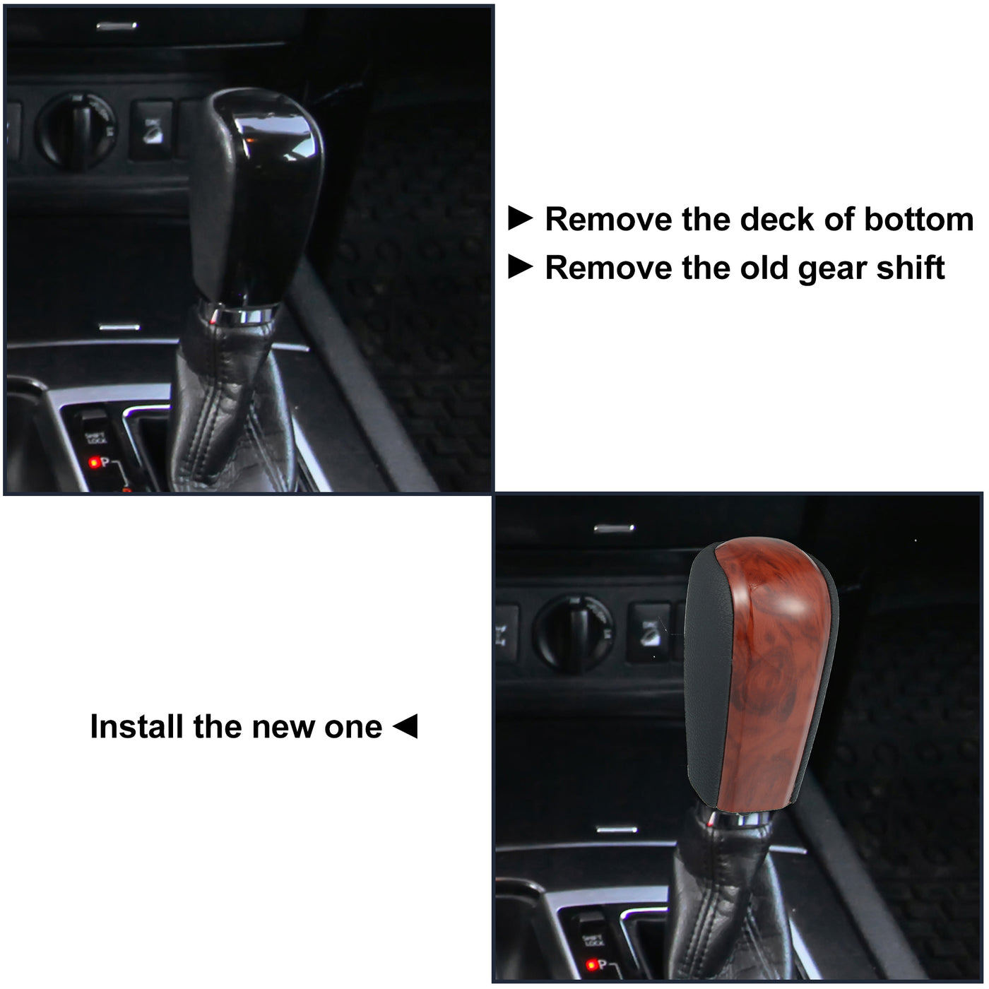 X AUTOHAUX Car Automatic Gear Stick Shift Knob for Toyota Land Cruiser Prado 2009-2017 for Lexus GX460 2010-2019 Black Faux Leather Wood Grain Red Brown Short