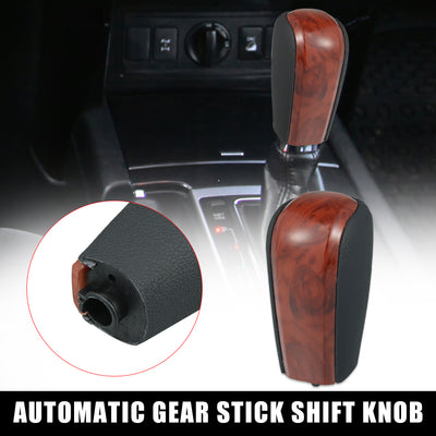 Harfington Car Automatic Gear Stick Shift Knob for Toyota Land Cruiser Prado 2009-2017 for Lexus GX460 2010-2019 Black Faux Leather Wood Grain Red Brown Short