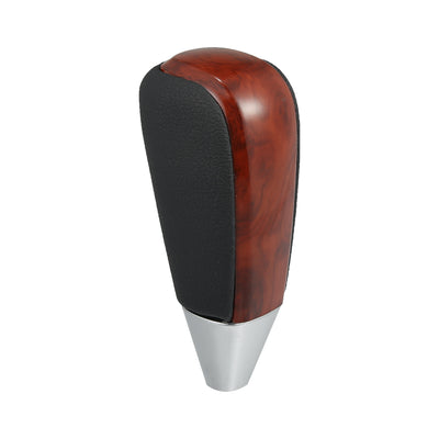 X AUTOHAUX Car Automatic Gear Stick Shift Knob for Toyota Land Cruiser 2016-2017 for Toyota 4Runner 2010-2017 Black Faux Leather Wood Grain Red Brown Long