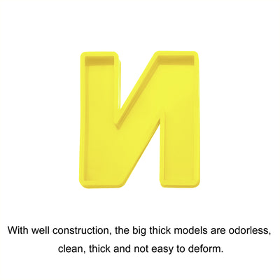 Harfington Silicone Resin Letter Mold 3D Mold for Epoxy Resin Art Large N Yellow 4inch