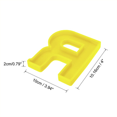 Harfington Silicone Resin Letter Mold 3D Mold for Epoxy Resin Art Large R Yellow 4inch