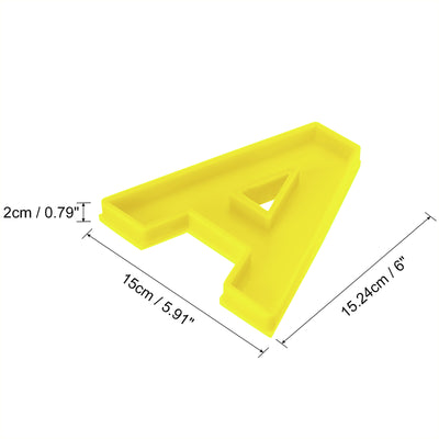 Harfington Silicone Resin Letter Mold 3D Mold for Epoxy Resin Art Large a Yellow 6inch