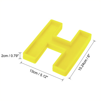 Harfington Silicone Resin Letter Mold 3D Mold for Epoxy Resin Art Large H Yellow 6inch