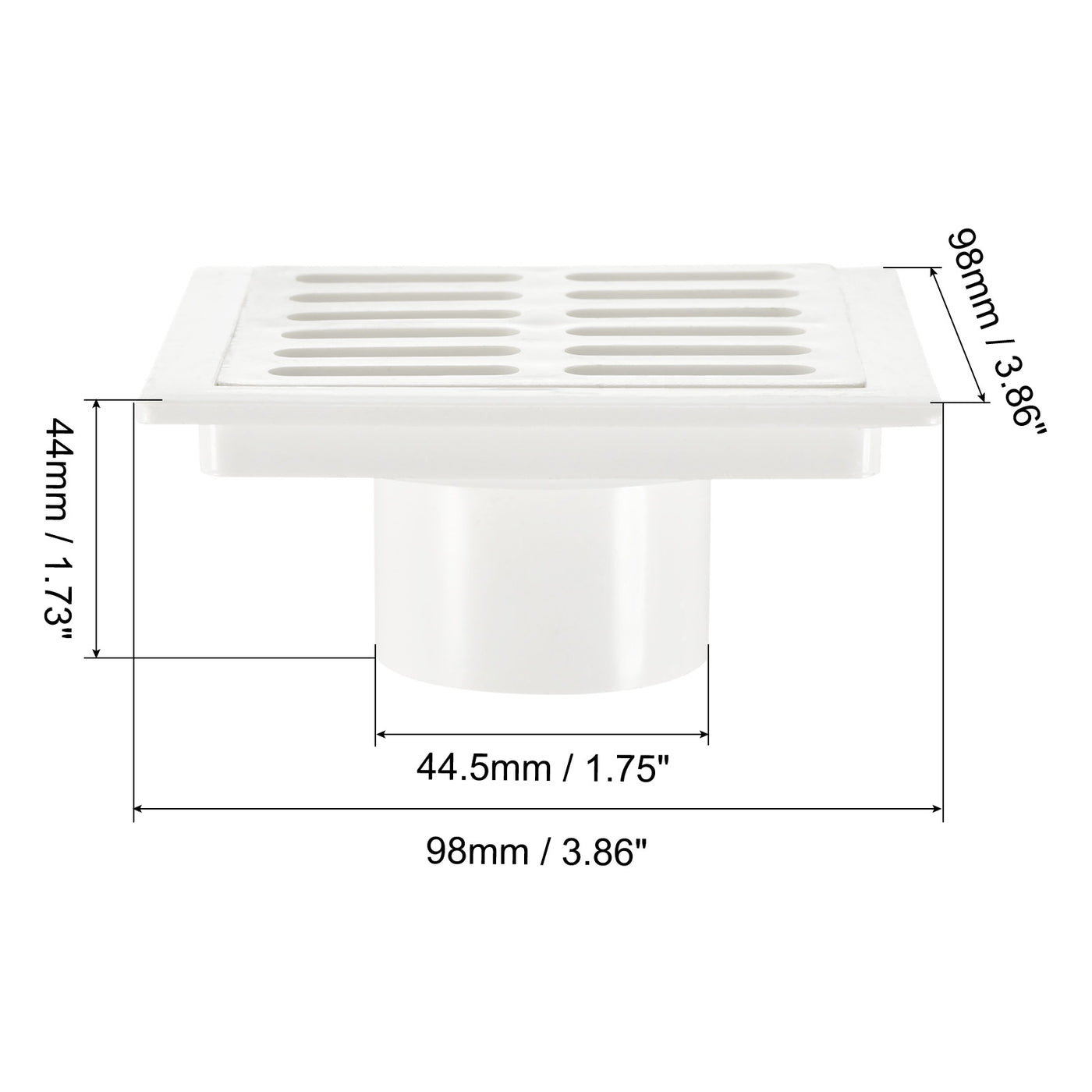 Harfington 3.86" Square Floor Drain, 3 Pack Insert-in PVC Shower Drain with Hair Strainer Removable Cover for Bathroom Kitchen Remodel, White