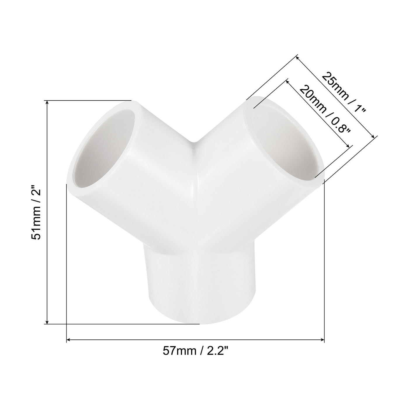 Harfington 20mm PVC Pipe Fittings 2pcs 3 Way Y Shape Water Joint Connectors Adapters