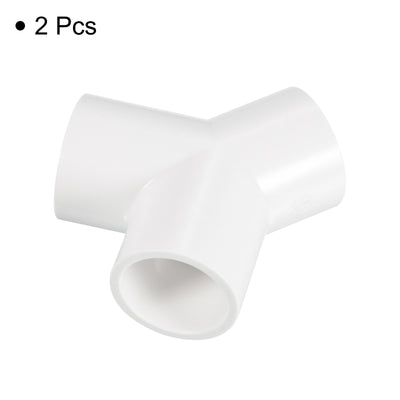 Harfington 20mm PVC Pipe Fittings 2pcs 3 Way Y Shape Water Joint Connectors Adapters