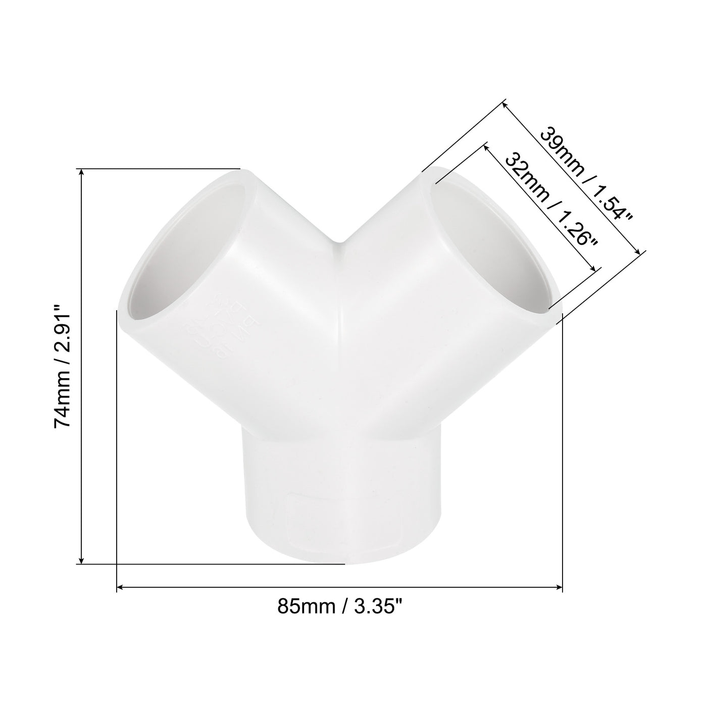 Harfington 32mm PVC Pipe Fittings 3 Way Y Shape Water Joint Connectors Adapters