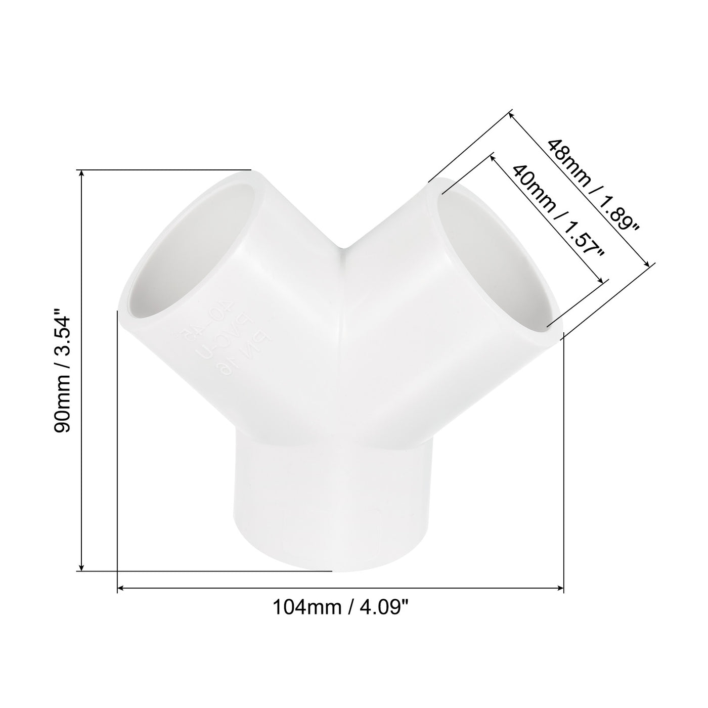 Harfington 40mm PVC Pipe Fittings 3 Way Y Shape Water Joint Connectors Adapters