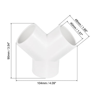 Harfington 40mm PVC Pipe Fittings 3 Way Y Shape Water Joint Connectors Adapters