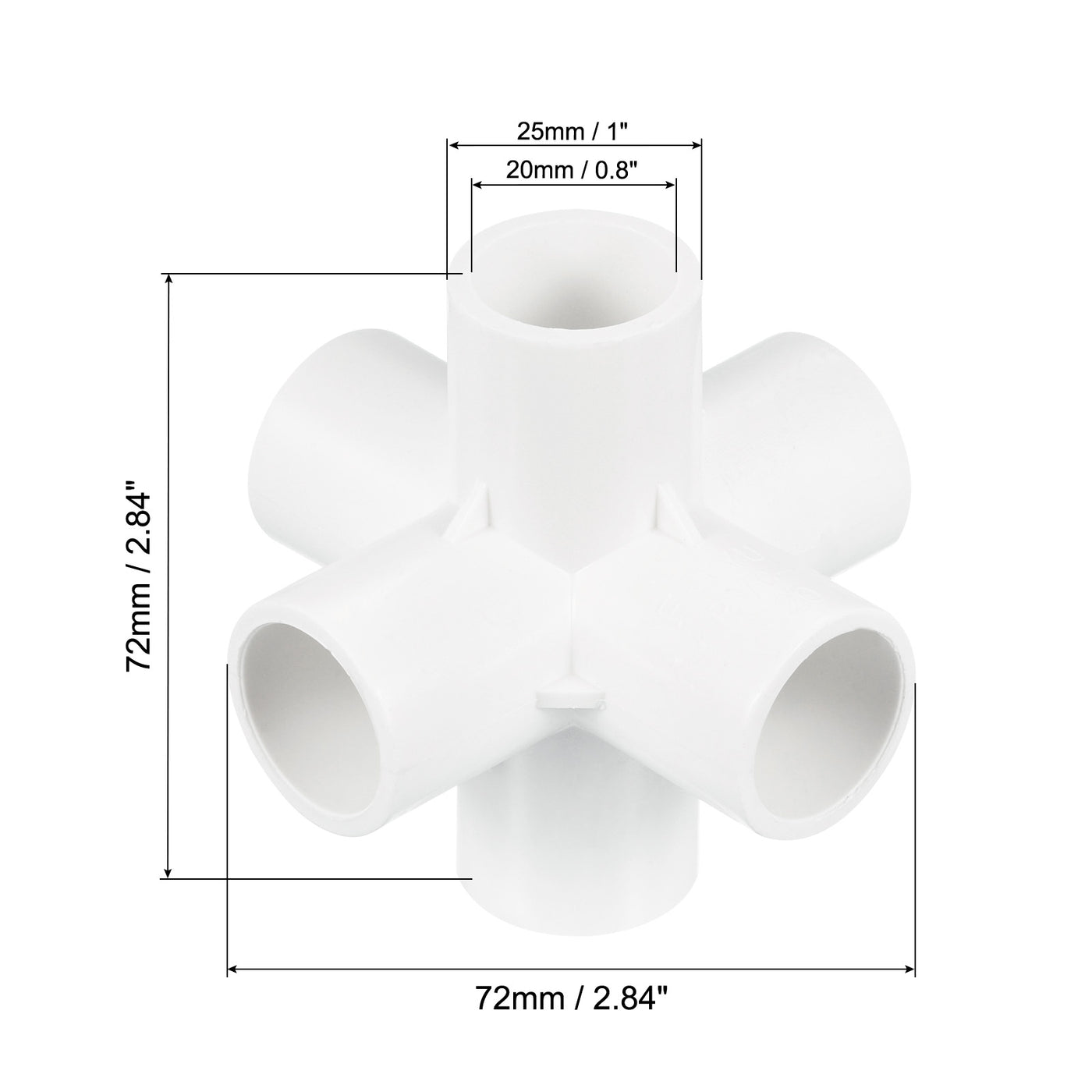 Harfington 0.8" PVC Rohrbeschläge 1Pack 6 Wege Winkel Wasserschlauch Anschluss für Garten