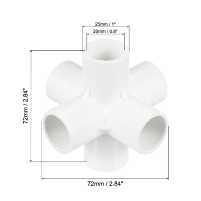 Harfington 20mm PVC Pipe Fittings 2pcs 6 Way Elbow Water Joint Connectors Adapters