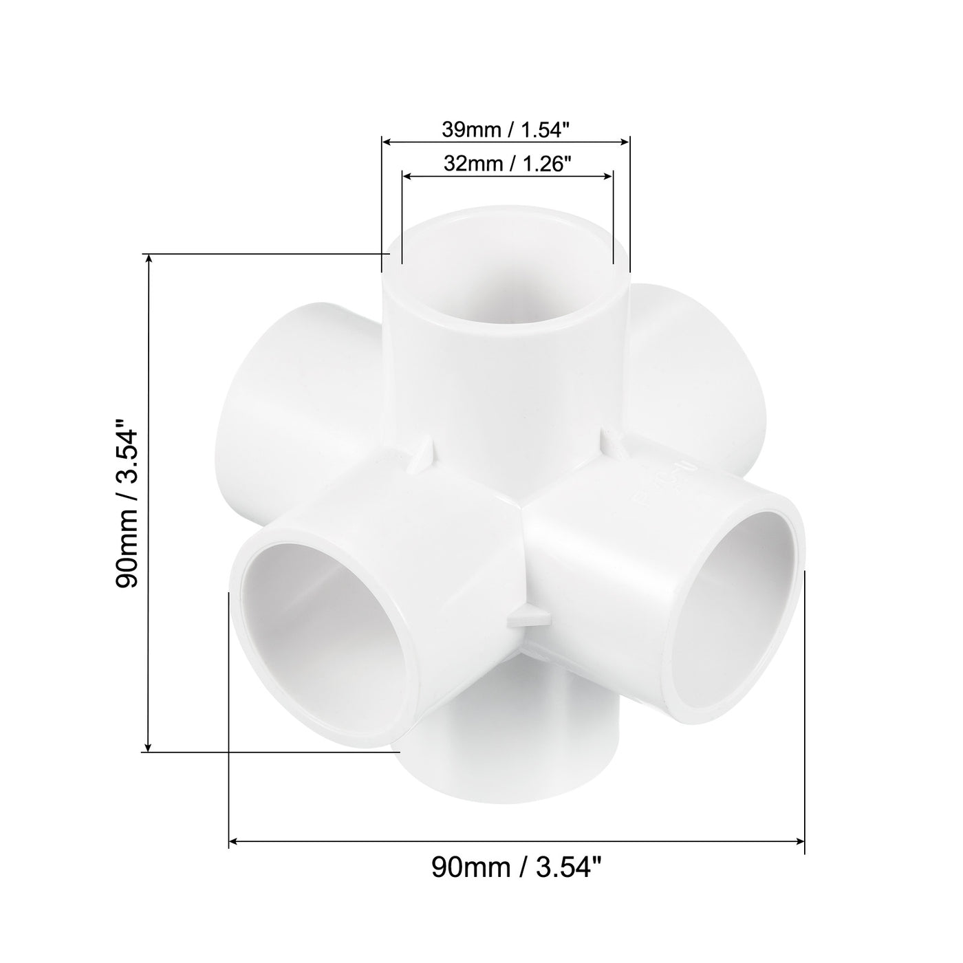 Harfington 32mm PVC Pipe Fittings 2pcs 6 Way Elbow Water Joint Connectors Adapters