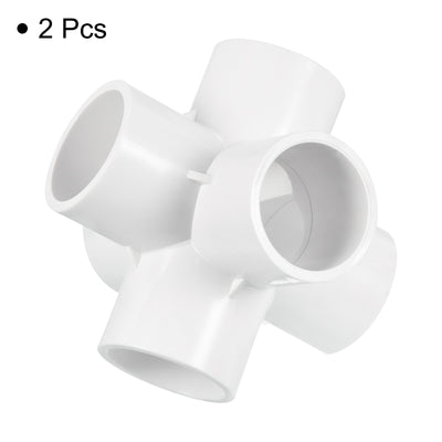 Harfington 32mm PVC Pipe Fittings 2pcs 6 Way Elbow Water Joint Connectors Adapters