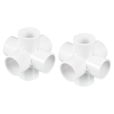 Harfington 32mm PVC Pipe Fittings 2pcs 6 Way Elbow Water Joint Connectors Adapters