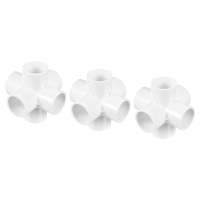 Harfington 1.26" PVC Rohrbeschläge 3Pack 6 Wege Winkel Wasserschlauch Anschluss für Garten