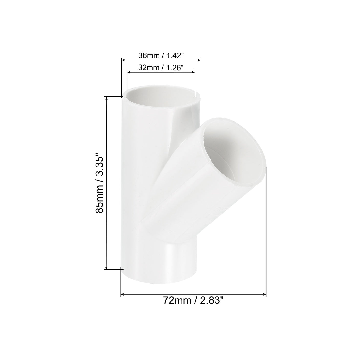 Harfington 32mm PVC Pipe Fittings 2pcs 3 Way 45 Degree Angle Water Joint Connector Adapter