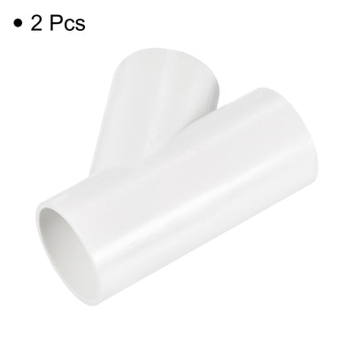 Harfington 32mm PVC Pipe Fittings 2pcs 3 Way 45 Degree Angle Water Joint Connector Adapter