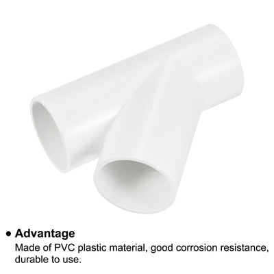 Harfington 40mm PVC Pipe Fittings 3 Way 45 Degree Angle Water Joint Connectors Adapters