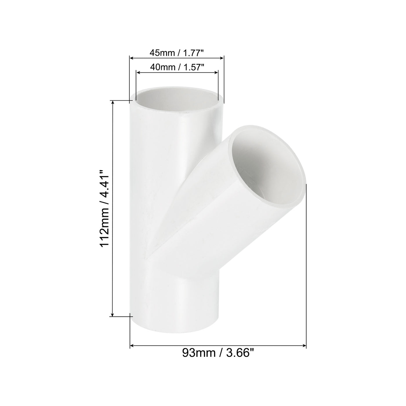 Harfington 40mm PVC Pipe Fittings 2pcs 3 Way 45 Degree Angle Water Joint Connector Adapter